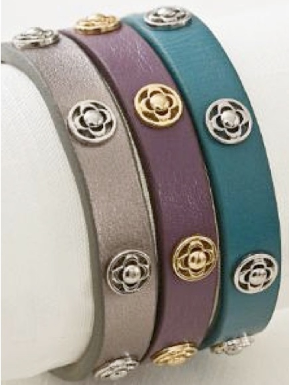 Stella & Dot Teal & Silver Leather Wrap Bracelet